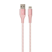 Kabel tkan K2 USB-A v Ligtning 1.2m Rose gold