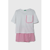 Otroška bombažna pižama United Colors of Benetton bela barva