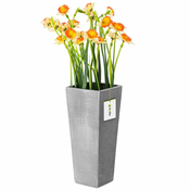 botle Keramična cvetlična vaza siva betonska podlaga H 25 cm Dekorativna namizna vaza kvadratna cvetlična dekoracija orhideja moderen glamur