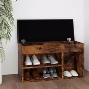 Vidaxl vidaXL Klop za čevlje z blazino dimljen hrast 80x30x47 cm