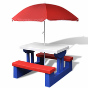 VIDAXL otroška miza za piknik z senčnikom
