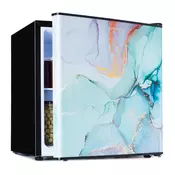 Klarstein CoolArt, 45L, mini hladilnik, EET F, zamrzovalnik 1,5 l, dizajnerska vrata (HEA20-Pastel-46)