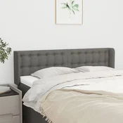 Vidaxl Vzglavje z ušesi temno sivo 147x16x78/88 cm blago