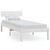 Vidaxl Posteljni okvir bel iz trdnega lesa 75x190 cm