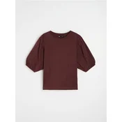 Sinsay - Pamucna bluza s puf rukavima - braon