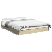 Vidaxl Posteljni okvir brez vzmetnice hrast 140x200 cm inženirski les