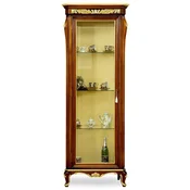 Casa Padrino luxury baroque display cabinet brown/gold - Magnificent solid wood showcase with glass door and glass shelves - Handmade baroque furniture - Noble & Magnificent