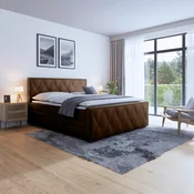 Livetastic BOXSPRING POSTELJA 180 cm  x 200 cm , les, kovina, tekstil rjava