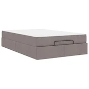Vidaxl Posteljni okvir z vzmetnico 2 szt. Taupe blago