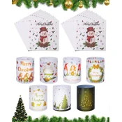 Nikcorp Božični lampijoni komplet 14 kos PP, 20 serviet 33 x 33 cm, tealight ali LED sveče, notranja dekoracija za mizo, zimsko praznovanje