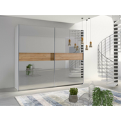 Garderobna omara Murrieta 177 Bela, Riviera hrast, 206x244x64cm, Vrata omare: Drsna