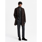 Ombre Mens double-breasted coat with decorative buttons - dark brown
