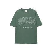 Pull&Bear Majica SQUID GAME zelena/bela