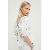 Pamučna majica Barbour Summer Shop za žene, boja: bijela, s uzorkom, LSH1603