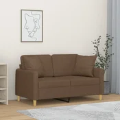 Dvosjed s ukrasnim jastucima smedi 120 cm od tkanine