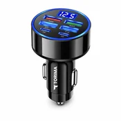 Brzi Auto Punjac | 4x USB-A i 2x Type-C | PD 66W | LED Zaslon | TORIMA