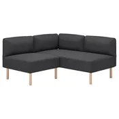 LILLEHEM Modularna ugaona sofa dvosed, Gunnared tamnosiva/drvo
