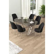Hanah Home Set Trpezarijski sto i 6 stolica Lai, Crni