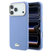Lacoste PU usnje Champs Elysees z zlatim logotipom MagSafe zadnji ovitek za iPhone 18 Pro moder