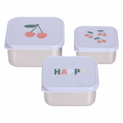 Lässig posodica za shranjevanje snackbox stainless steel Happy Fruits 3/1 cherry