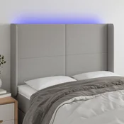 Vidaxl vidaXL Vzglavje postelje z LED svetlo sivo 147x16x118/128 cm blago