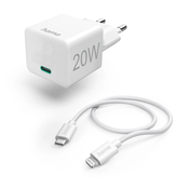HAMA kucni punjac + USB-C-Lightning kabel, PD, 20W, 3A, bijeli