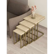 Hanah Home Tekerli set stolica (umetnuti), zlatna/travertin (4 kom)
