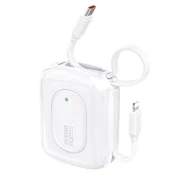 DUDAO Powerbank K32 10000 mAh z vgrajenim kablom USB-C–iPhone Lightning 22,5 W – bel