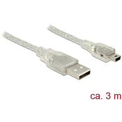 DELOCK Delock USB kabel USB 2.0 USB-A vtič\, USB-mini-B vtič 3.00 m transparentna s feritnim jedrom 83908, (20416625)