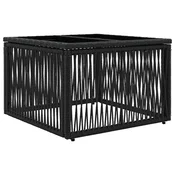 Vidaxl Vrtna miza Črna 55 x 55 x 37 cm PE Ratan in Steklo