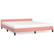 Vidaxl Posteljni okvir z vzglavjem brez vzmetnice roza 160x200cm žamet