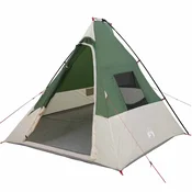 Vidaxl Tipi šotor s streho Zelena 383 x 338 x 217 cm tafeta