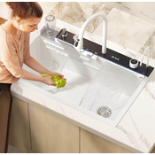 Lusuzni sudoper za kuhinju ELITE EDITION KS2199 - Premium linij - Bijela - crni bar -