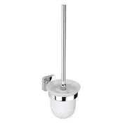 Stenska WC ščetka INSIA, matirano steklo, krom - Chrome - 110x370x145 mm - Sapho - INSIA - 120 - Medenina; steklo - Ščetka za stranišče - Kvadratni - 110 - 370 - 145 - 14