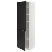 METOD Visoka omara s policami/2 vrata, bela/Upplöv mat antracitna, 60x60x200 cm