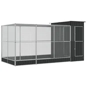 Vidaxl Ptičja voliera s podaljškom srebrna 416x203x216 cm jeklo