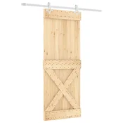 Vidaxl Drsna vrata Naravna in bela 80 x 210 cm Masiven borov les