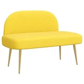 Vidaxl Oblazinjena klop z naslonom Svetlo rumena 110 x 60 x 76 cm