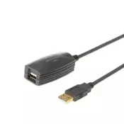 E-GREEN Kabl sa pojačivačem USB A - USB A M/F 5m crni