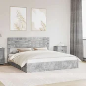 Krevet s od storage s uzglavljem Betonski sivi 180 x 200 cm