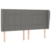 Vidaxl Vzglavje z ušesi temno sivo 203x23x118/128 cm blago