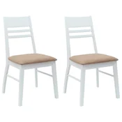 Vidaxl Jedilni stoli 2 szt. Bela 43 x 54 x 89 cm Masivno gumovo les