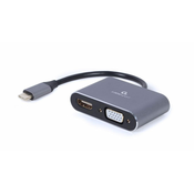 Adapter A-USB3C-HDMIVGA-01 USB Type-C to HDMI + VGA sivi