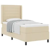 Vidaxl Postelja z vzmetnico z vzmetnico krema 200 x 80 cm blago