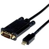 ROLINE Roline Mini-DisplayPort / VGA adapterski kabel mini DisplayPort vtič\, VGA 15-polni vtič 1.00 m črna 11.04.5975 DisplayPort kabel, (20415560)