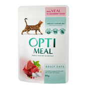 OPTI MEAL Cat Adult vrečka - TELETINA v brusnični omaki 85 g