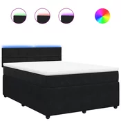 vidaXL vidaXL Box spring posteljni z vzmetnico črn 140x190 cm žamet, (21305311)