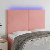Vidaxl LED posteljno vzglavje roza 144x5x118/128 cm žamet