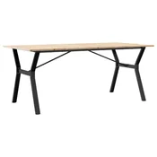 Vidaxl Jedilna miza Y okvir 180x90x75 cm trdna borovina jeklo