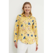 Lanena košulja Lauren Ralph Lauren boja: žuta, regular, s klasicnim ovratnikom, 200938933